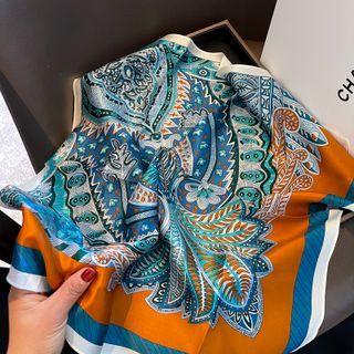 Print Scarf Blue & Orange - One Size