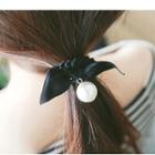 Faux Pearl Bow Accent Hair Tie