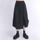 Plain Band-waist Asymmetric Shirred Midi A-line Skirt