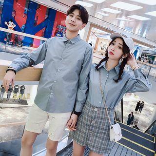 Couple Matching Shirt / Plaid Buttoned Skirt / Set