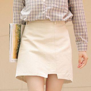 Cut Out Hem Mini A-line Skirt
