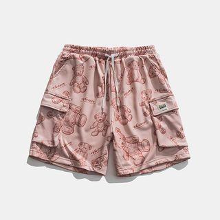 Cartoon Print Cargo Shorts