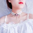 Rose Lace Choker White - One Size