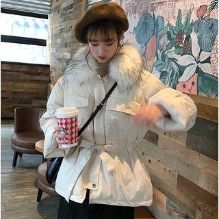 Faux Fur-collar Buttoned Padded Jacket
