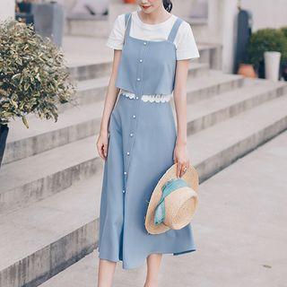 Short-sleeve T-shirt / Sleeveless A-line Midi Dress