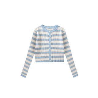 Striped Cardigan / Strappy Striped Knit Dress