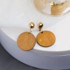 Round Wooden Drop Earring 1 Pair - Er1550 - Brown - One Size