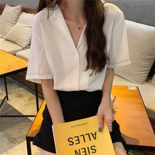 V Collar Chiffon Short-sleeve Shirt