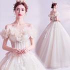 Lace Off-shoulder A-line Wedding Gown