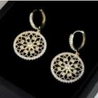 Rhinestone Perforated Disc Dangle Earring As Shown In Figure - One Size