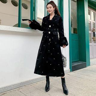 Single-breasted Dotted Velvet Coat