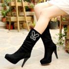Butterfly Scrunched High-heel Long Boots