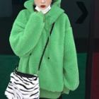 Hooded Fleece Pullover Green - One Size
