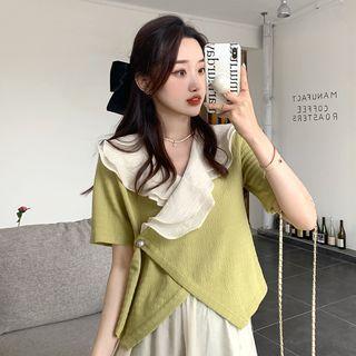 Short-sleeve Collared Blouse / Sleeveless Dress