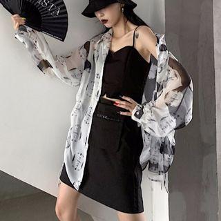 Print Shirt / Spaghetti Strap Top / A-line Skirt