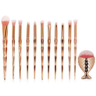 Set Of 12: Gradient Diamond Cut Handle Makeup Brush