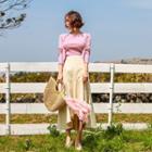 Ruffle-hem Flare Long Skirt