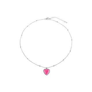 Heart Resin Pendant Necklace Pink - One Size