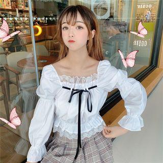 Ribbon Bow Lace Blouse