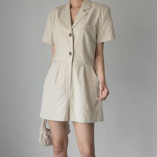 Open-placket Pocket-side Playsuit