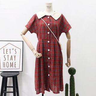 Peter Pan-collar Plaid Shirtdress
