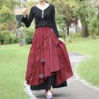 Asymmetrical Gingham Midi A-line Skirt