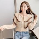 Mock Two-piece Shawl Color Trim Knit Sweater