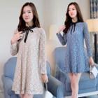 Long-sleeved Loose-fit Lace Dress