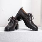 Genuine Leather Block-heel Oxford Pumps