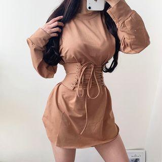 Lace-up Mini Pullover Dress