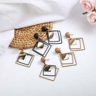 Layered Square Alloy Dangle Earring
