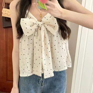 Ribbon Dotted Camisole Top