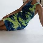 Sleeveless Dye Print Sheath Dress