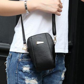 Panel Faux Leather Crossbody Pouch