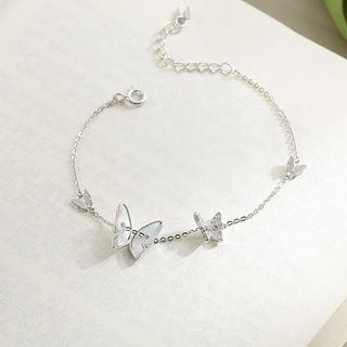 925 Sterling Silver Butterfly Bracelet White - One Size