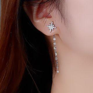 Rhinestone Star Fringe Earring 1 Pair - Silver - One Size