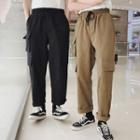 Couple Matching Plain Short-sleeve T-shirt / Drawstring Cargo Pants
