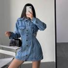 Long-sleeve Slim-fit Denim Dress