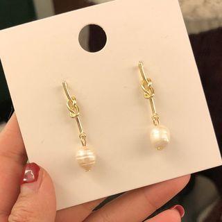 Faux Pearl Knot Drop Earring 1 Pair - Earrings - One Size