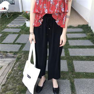 Drawstring Waist Wide-leg Pants