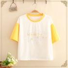 Short-sleeve Color-block T-shirt White - One Size