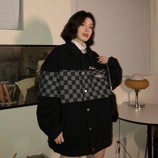 Check Panel Single-breasted Jacket