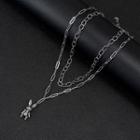 Couple Matching Double Layered Rabbit Pendant Necklace As Shown In Figure - One Size