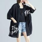 3/4-sleeve Letter Long Shirt