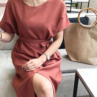 Slit-front Tie-waist Dress