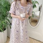 Short-sleeve Floral Print Loose-fit Sleepdress