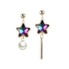 Faux Pearl Star Non-matching Drop Earring