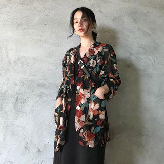 Lapel Collar Double-button Flower Blazer