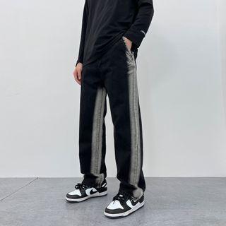 Two Tone Washed Loose Fit Jeans