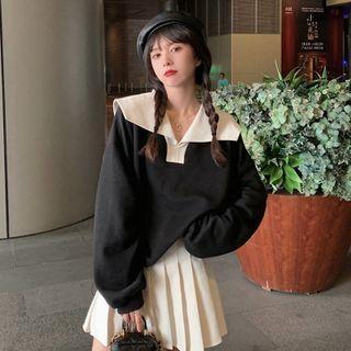 Collared Two-tone Sweatshirt